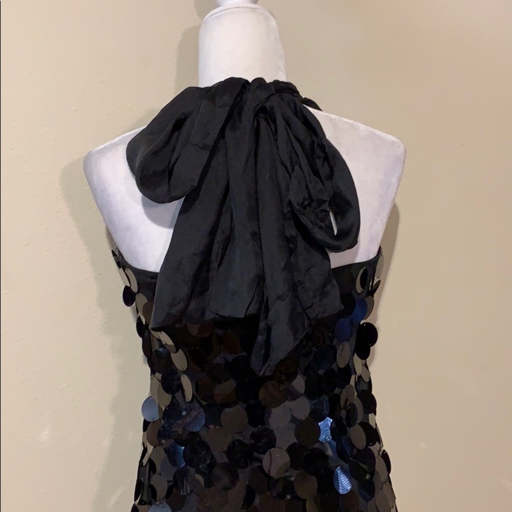NWT Alice + Olivia Sequin Silk Bow Halter Dress - Picture 6 of 7